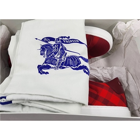 Burberry Crimson Checkered Sneakers - Picture 8 of 10